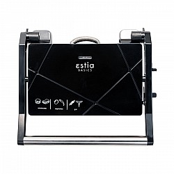 ESTIA ΣΑΝΤΟΥΙΤΣΙΕΡΑ ΓΚΡΙΛΙΕΡΑ BLACK PLUS 2 ΘΕΣΕΩΝ 1000w ΜΕ ΛΕΙΤΟΥΡΓΙΑ ΑΝΟΙΓΜΑΤΟΣ 180º ΜΑΥΡΗ