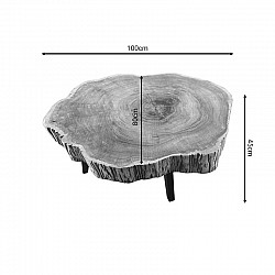 Τραπέζι σαλονιού Serhio pakoworld  φυσικό μασίφ ξύλο ακακίας 100x80x45εκ