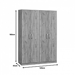 Ντουλάπα ρούχων τετράφυλλη Jonar I pakoworld χρώμα oak 120x42x180εκ