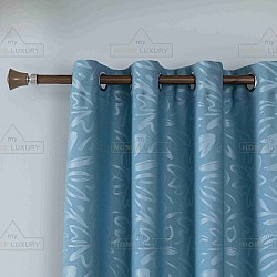 Κουρτίνα Σκίασης Ζακάρ Μπλε Με Ανοιχτό Μπλε Σχέδιο Με Κρίκο 280x140cm AD6043-7